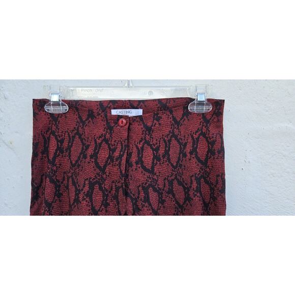 VTG Y2K Pants Womens Small 40 Red Black Python Print Mid Rise Boot Cut Stretch - Picture 6 of 13
